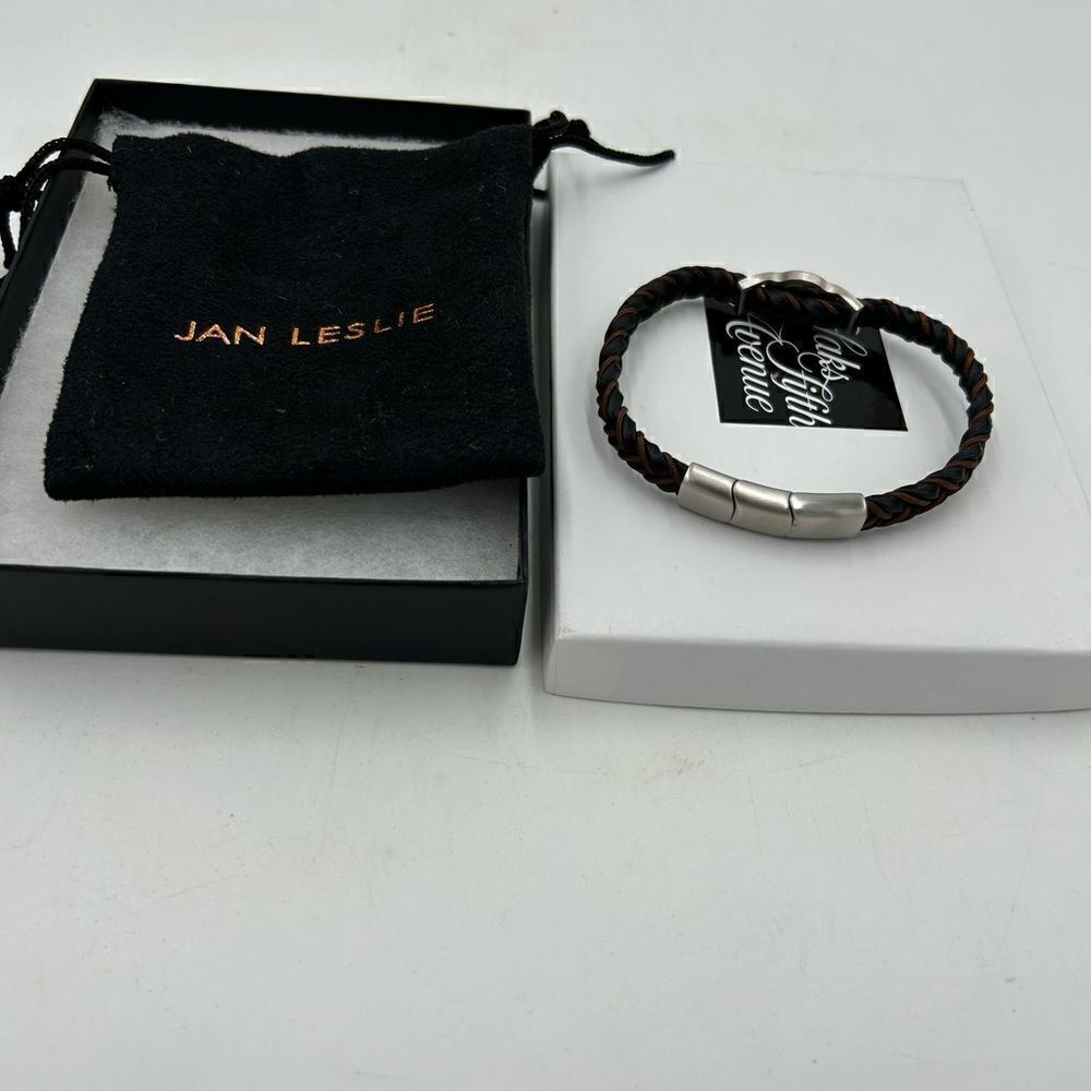Men’s Jan, Leslie, braided leather bracelet